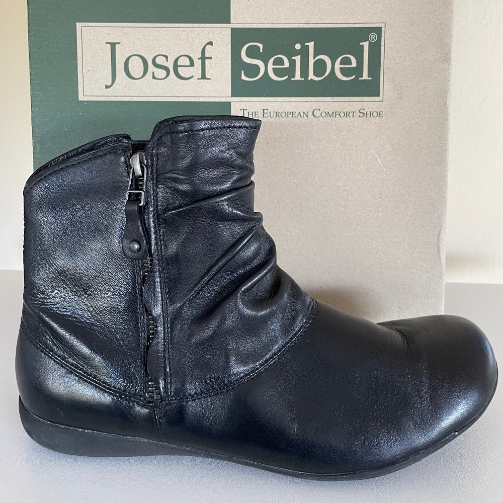 Josef Seibel Faye/Naly Black Leather Ankle Boots w/Zippers, Women's EU 40/ US 9 - Picture 6 of 16